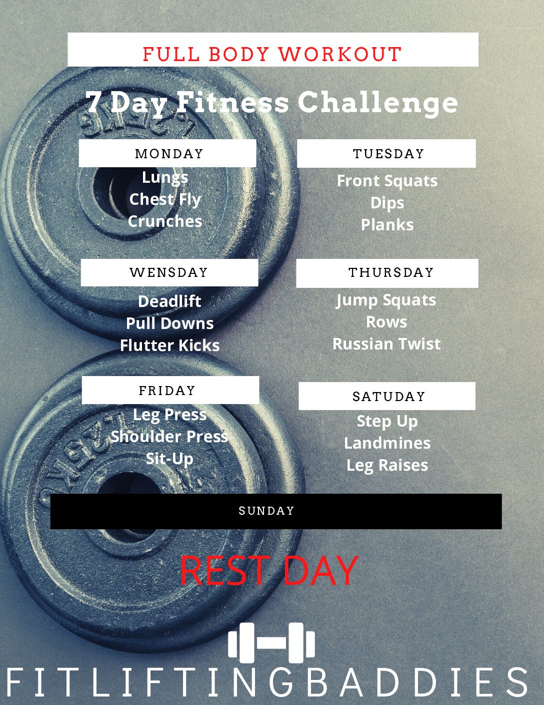 7 Day Challenge fit lifting fitness workout
